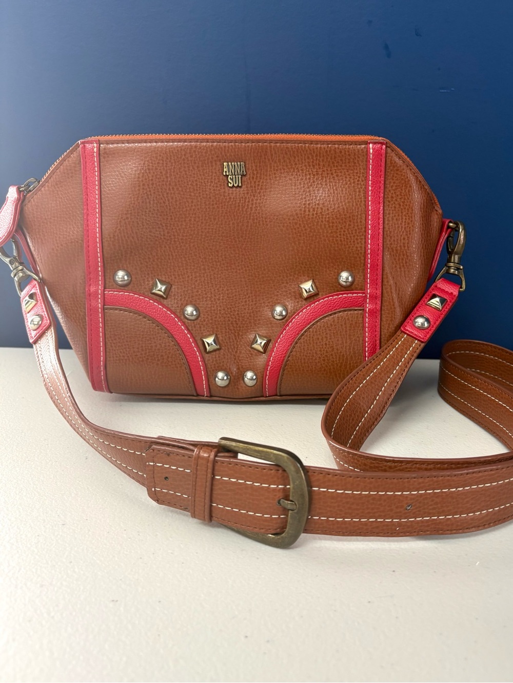 HTF Y2K Retro Anna Sui Rivet Shoulder Bag /90s Indie Sleaze Rare Collector Piece